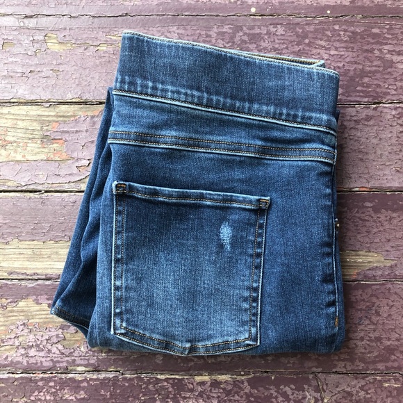 Spanx Distressed Ankle Skinny Jeans Released Hem Pull On High Rise M - Picture 14 of 16